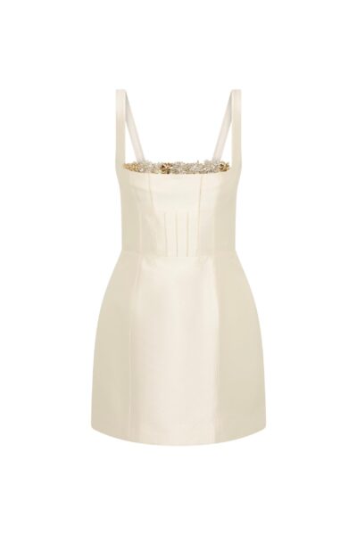 Rachel Gilbert Ludovica Trim Mini Dress - Rachel Gilbert Ivory - Australian Luxury Evening Wear at Luxury Shoes 