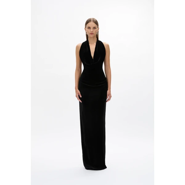 Rachel Gilbert Martin Plunge Gown - Rachel Gilbert Black - Australian Luxury Evening Wear at Luxury Shoes 