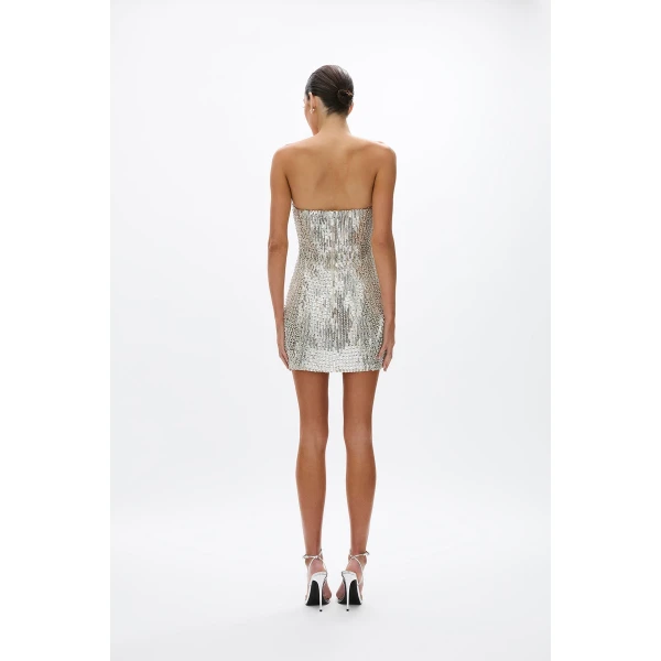 Rachel Gilbert Rosalie Mini Dress - Rachel Gilbert Silver - Australian Luxury Evening Wear at Luxury Shoes 