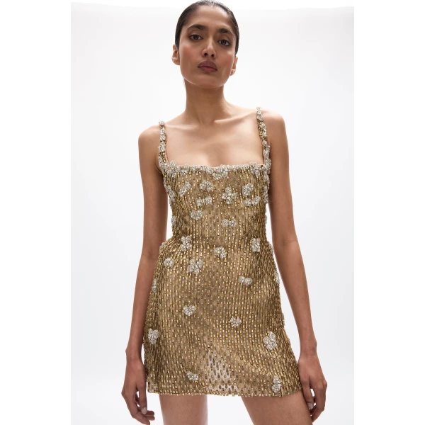 Rachel Gilbert Solana Mini Dress - Rachel Gilbert Gold - Australian Luxury Evening Wear at Luxury Shoes 