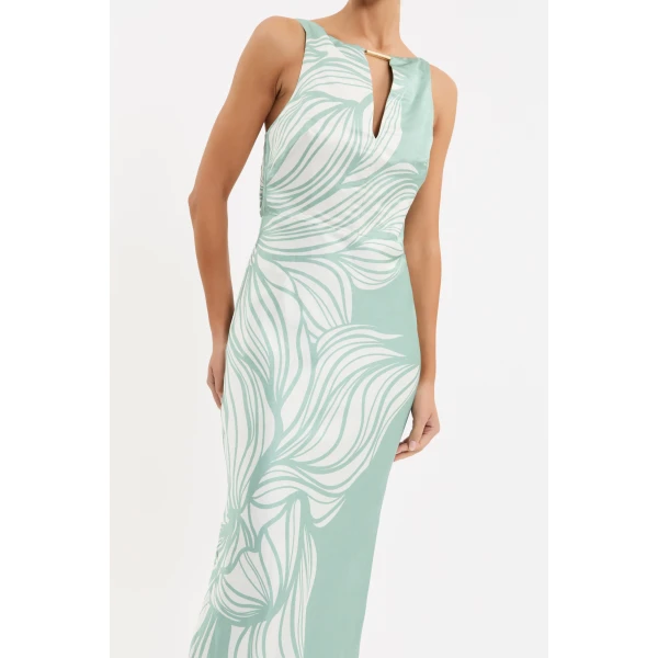 this dress is a striking choice for wedding guests and garden parties.