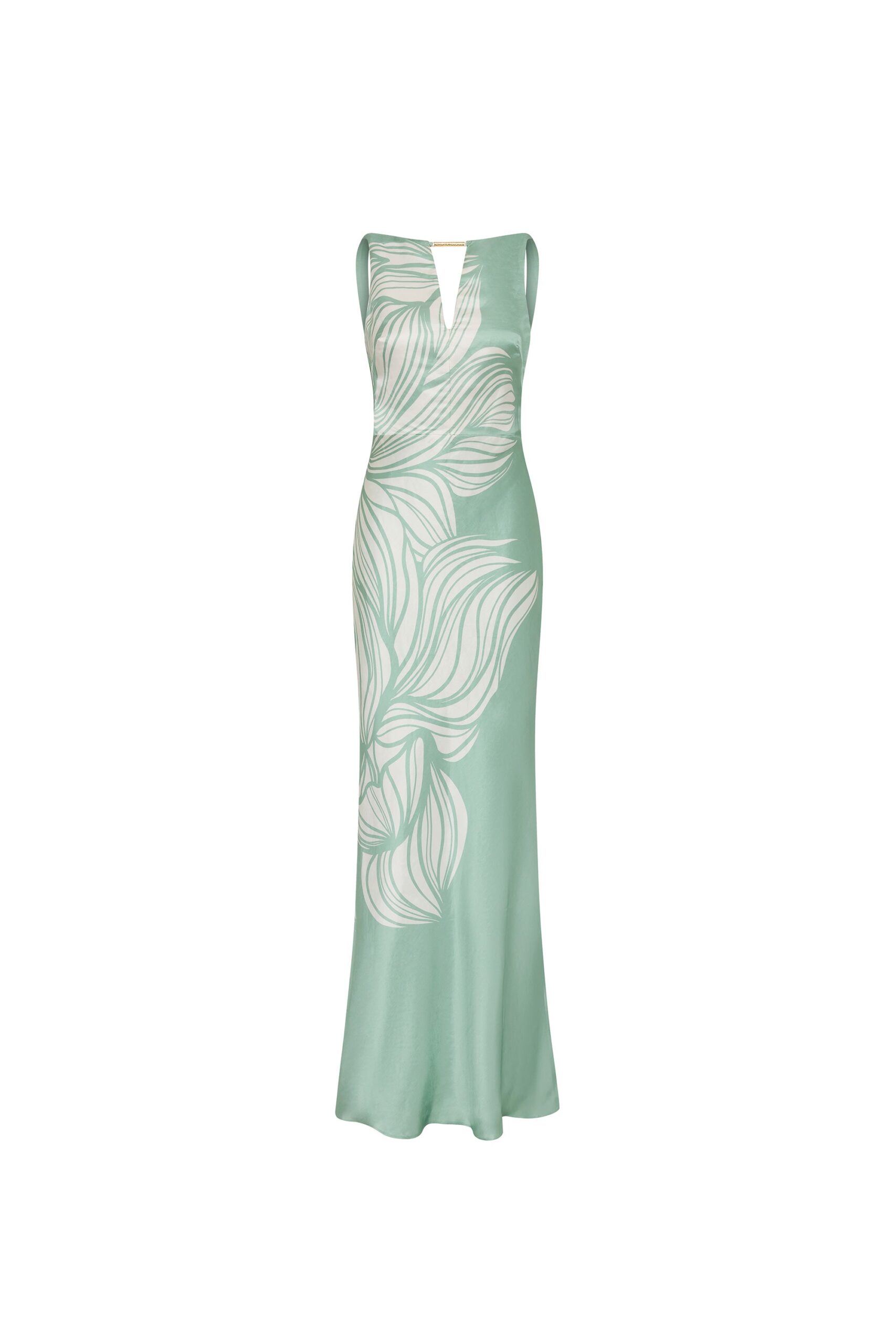Rebecca Vallance Green Dresses The Lalisa Maxi Dress redefines contemporary elegance in a sage floral print. Designed with a sleek boat neckline