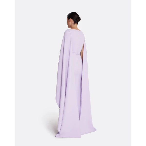 Safiyaa Agata Long Dress in Verbena with Gold - Safiyaa Dresses - Heavy Crepe Cape Gown - Shop at Luxury Shoes 