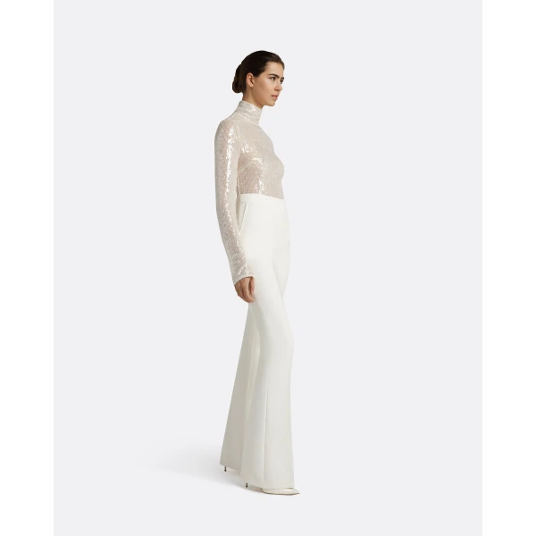 Safiyaa Alexa Ivory Trousers - Safiyaa Pants - Heavy Crepe Cape Gown - Shop at Luxury Shoes 