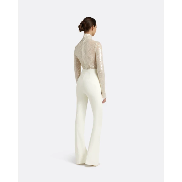 Safiyaa Alexa Ivory Trousers - Safiyaa Pants - Heavy Crepe Cape Gown - Shop at Luxury Shoes 