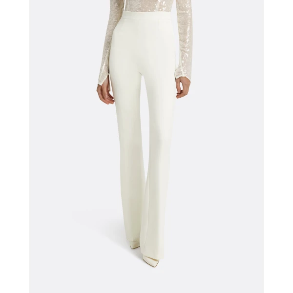 Safiyaa Alexa Ivory Trousers - Safiyaa Pants - Heavy Crepe Cape Gown - Shop at Luxury Shoes 