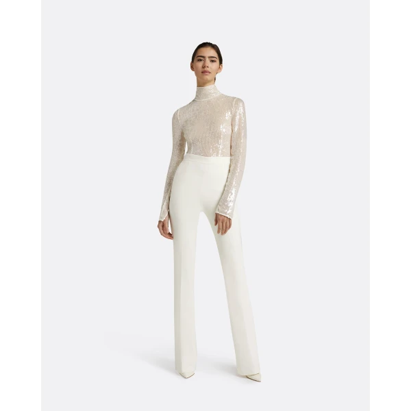 Safiyaa Alexa Ivory Trousers - Safiyaa Pants - Heavy Crepe Cape Gown - Shop at Luxury Shoes 