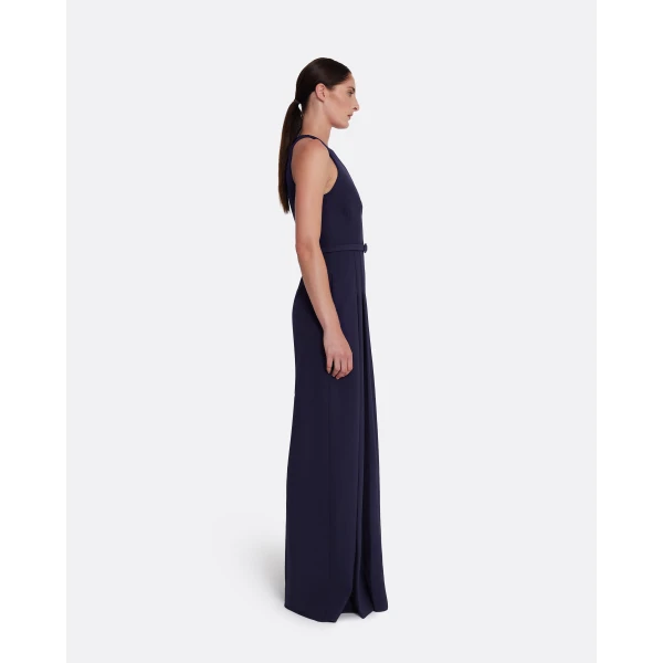 Safiyaa Althea Jumpsuit in Azurite - Safiyaa Jumpsuit - Heavy Crepe Cape Gown - Shop at Luxury Shoes 