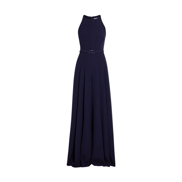 Safiyaa Althea Jumpsuit in Azurite with Multi-blues - Safiyaa Jumpsuit - Heavy Crepe Cape Gown - Shop at Luxury Shoes 