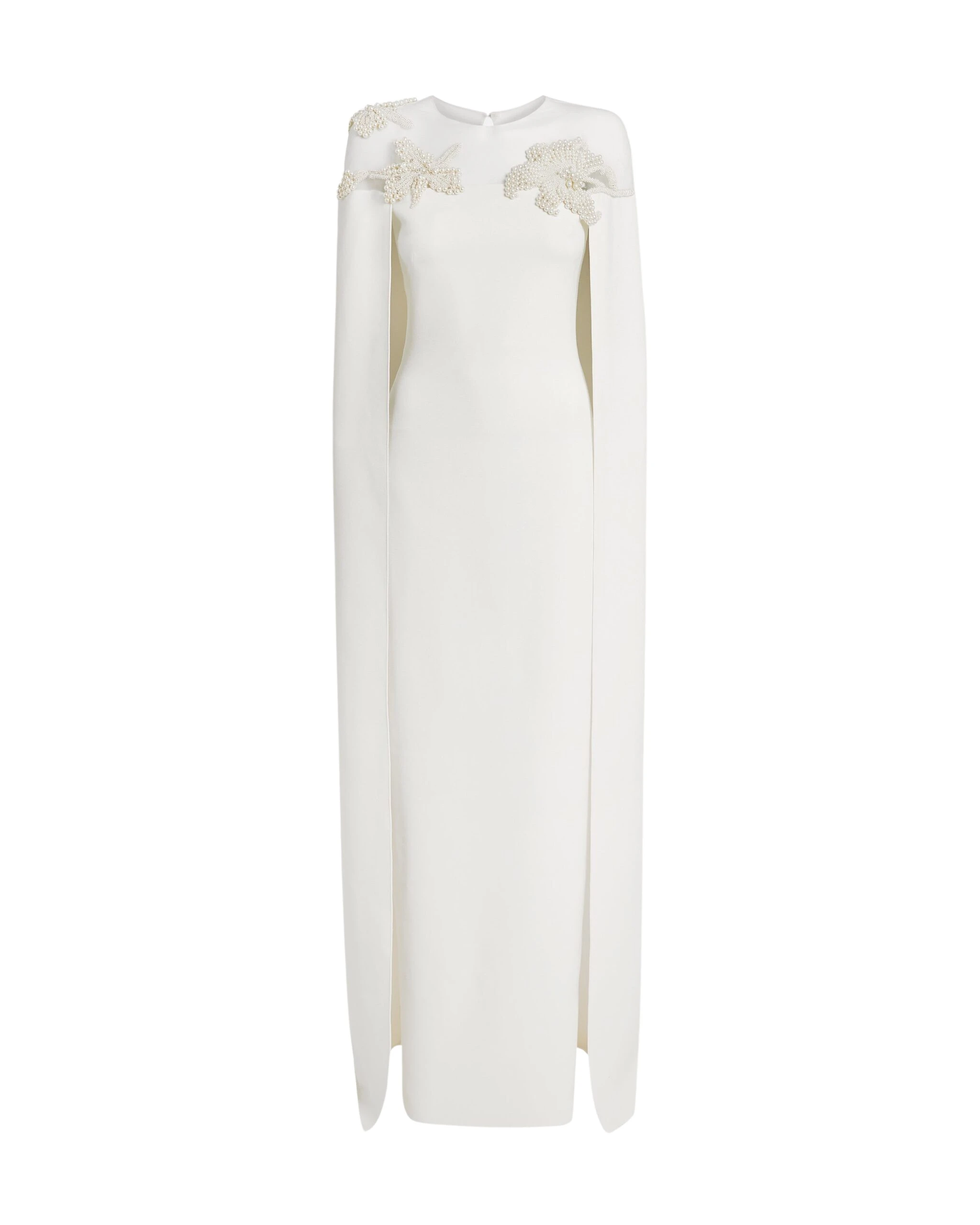 Safiyaa-Ambere-Long-Dress-in-Ivory-with-Pearl-Embroidery-Coveti-scaled76035_nobg Safiyaa Ambere Long Dress in Ivory with Pearl Embroidery - Safiyaa Dresses - Heavy Crepe Cape Gown - Shop at Luxury Shoes