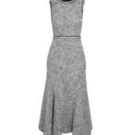 Safiyaa Andrea Midi Dress in Greyscale - Safiyaa Dresses - Heavy Crepe Cape Gown - Shop at Luxury Shoes 