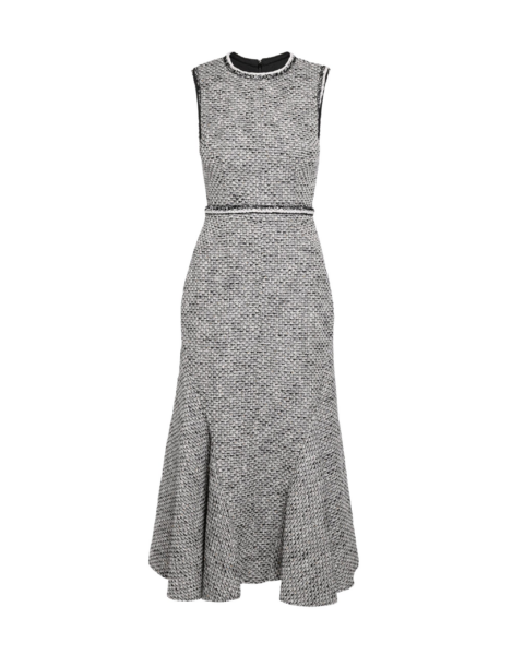 Safiyaa Andrea Midi Dress in Greyscale - Safiyaa Dresses - Heavy Crepe Cape Gown - Shop at Luxury Shoes 