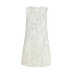 Safiyaa Ariana Short Dress in Ivory with Crystal Embellishment - Safiyaa Dresses - Heavy Crepe Cape Gown - Shop at Luxury Shoes 