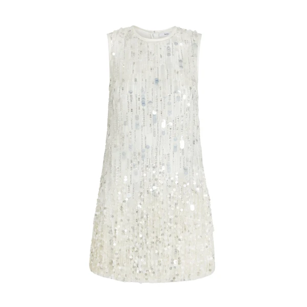 Safiyaa Ariana Short Dress in Ivory with Crystal Embellishment - Safiyaa Dresses - Heavy Crepe Cape Gown - Shop at Luxury Shoes 