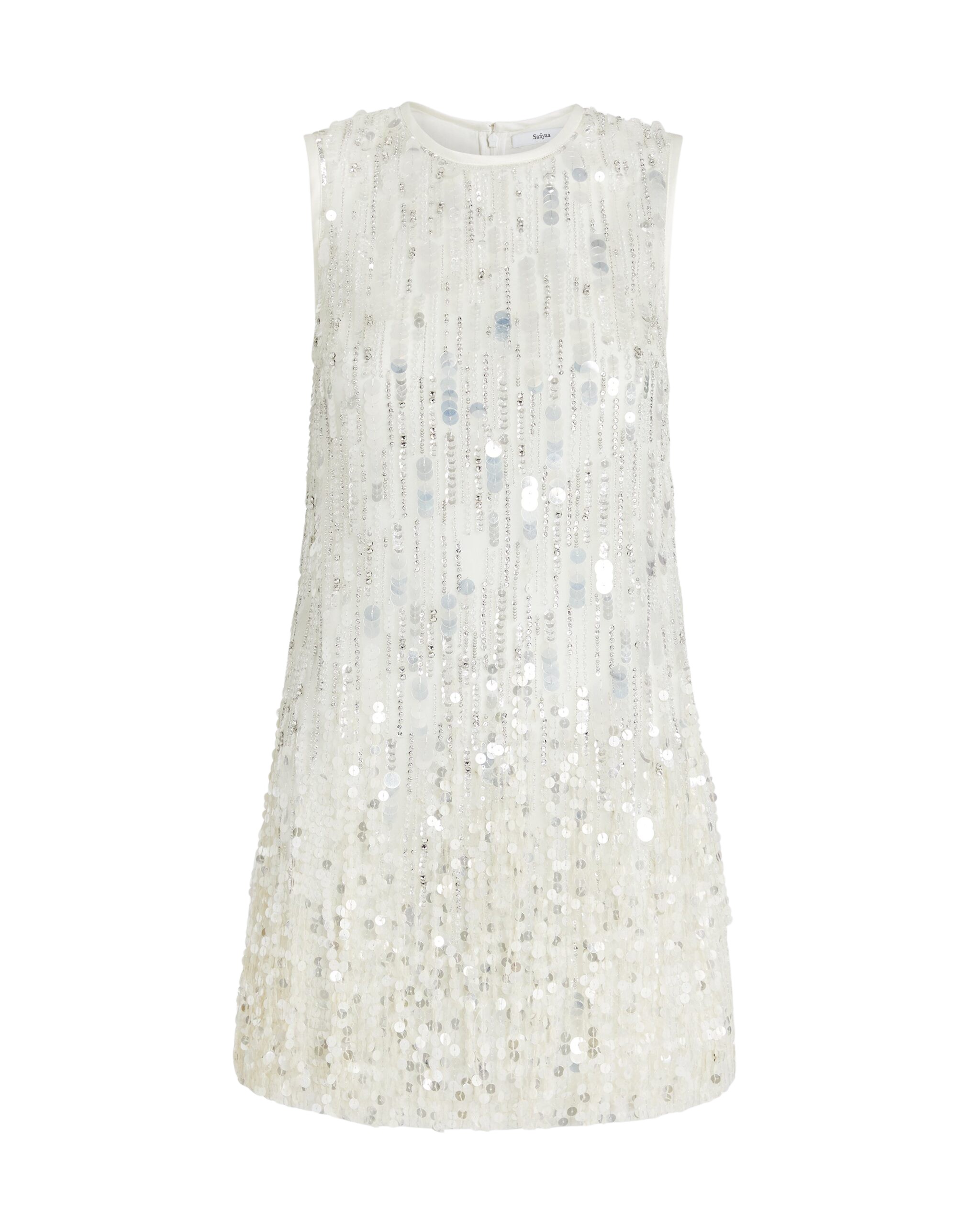Safiyaa Ariana Short Dress in Ivory with Crystal Embellishment