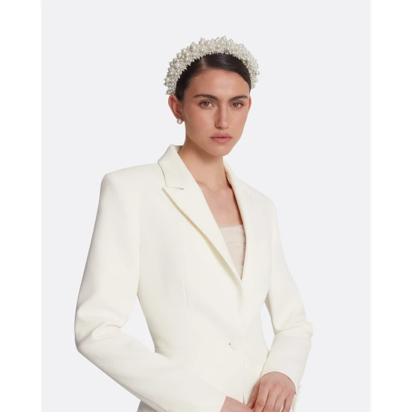 Safiyaa Arlene Ivory jacket - Safiyaa Jackets - Heavy Crepe Cape Gown - Shop at Luxury Shoes 