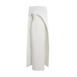 Safiyaa Azrael Long Dress & Maddox Harness in Porcelain - Safiyaa Dresses - Heavy Crepe Cape Gown - Shop at Luxury Shoes 