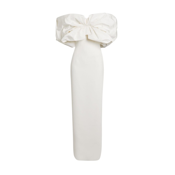 Safiyaa Billie Long Dresses In Ivory - Safiyaa Dresses - Heavy Crepe Cape Gown - Shop at Luxury Shoes 