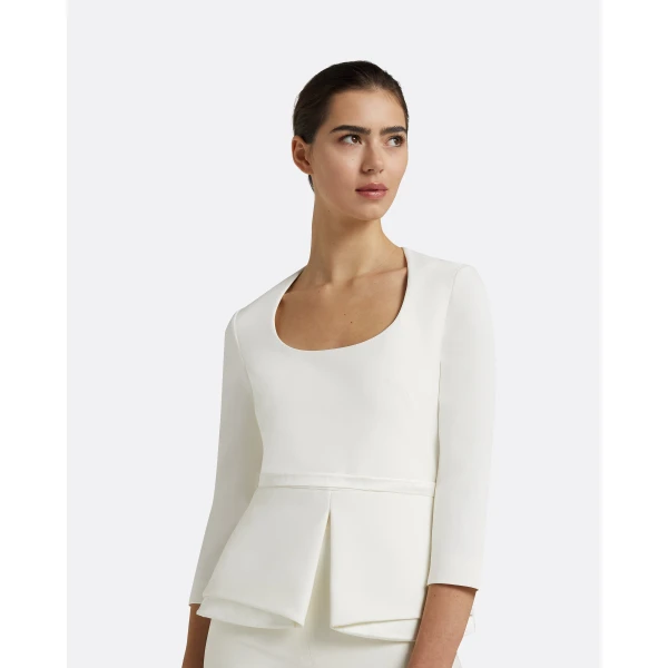 Safiyaa Caia Ivory Top - Safiyaa Tops - Heavy Crepe Cape Gown - Shop at Luxury Shoes 