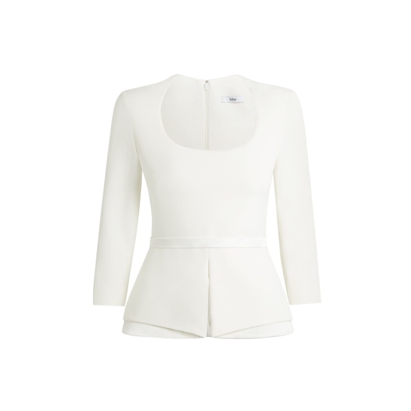 Safiyaa Caia Ivory Top - Safiyaa Tops - Heavy Crepe Cape Gown - Shop at Luxury Shoes 