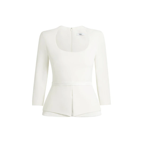 Safiyaa Caia Ivory Top - Safiyaa Tops - Heavy Crepe Cape Gown - Shop at Luxury Shoes 