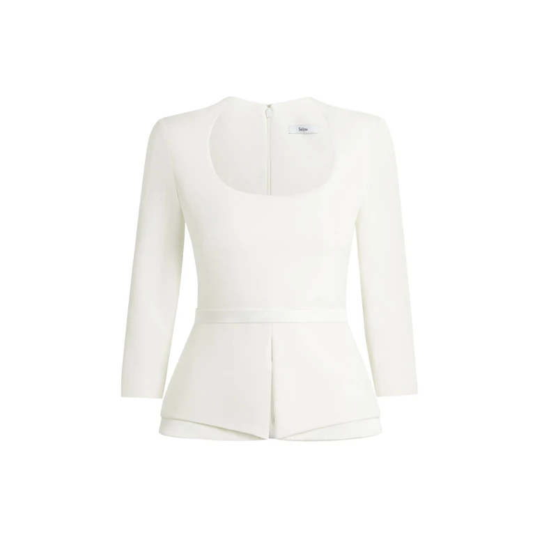 Safiyaa Caia Ivory Top - Safiyaa Tops - Heavy Crepe Cape Gown - Shop at Luxury Shoes 
