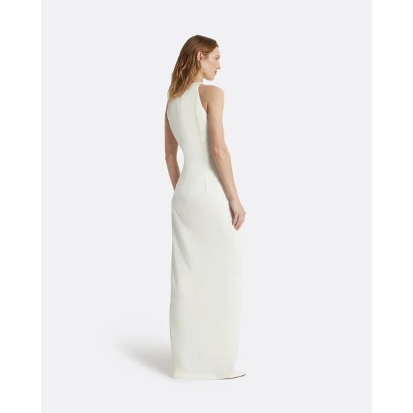 Safiyaa Cameron Ivory Long Dress - Safiyaa Dresses - Heavy Crepe Cape Gown - Shop at Luxury Shoes 
