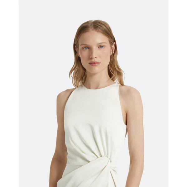 Safiyaa Cameron Ivory Long Dress - Safiyaa Dresses - Heavy Crepe Cape Gown - Shop at Luxury Shoes 