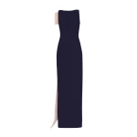 Safiyaa Celestia Long Dress in Azurite & Pale Pink - Safiyaa Dresses - Heavy Crepe Cape Gown - Shop at Luxury Shoes 