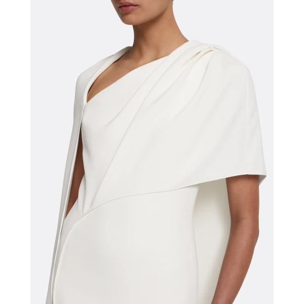 Safiyaa Contessa Long Dress in Ivory - Safiyaa Dresses - Heavy Crepe Cape Gown - Shop at Luxury Shoes 