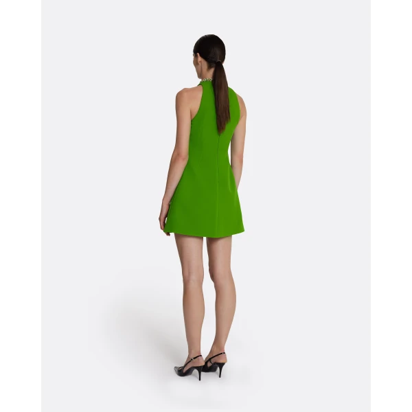 Safiyaa Dorella Short Dress in Verdant Green - Safiyaa Dresses - Heavy Crepe Cape Gown - Shop at Luxury Shoes 