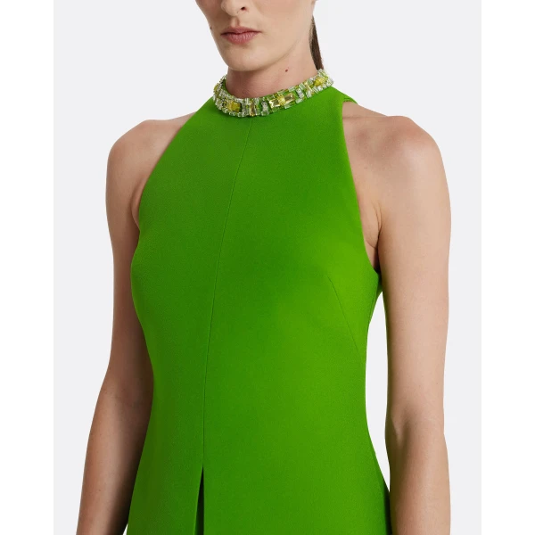 Safiyaa Dorella Short Dress in Verdant Green - Safiyaa Dresses - Heavy Crepe Cape Gown - Shop at Luxury Shoes 