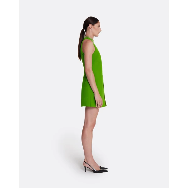 Safiyaa Dorella Short Dress in Verdant Green - Safiyaa Dresses - Heavy Crepe Cape Gown - Shop at Luxury Shoes 