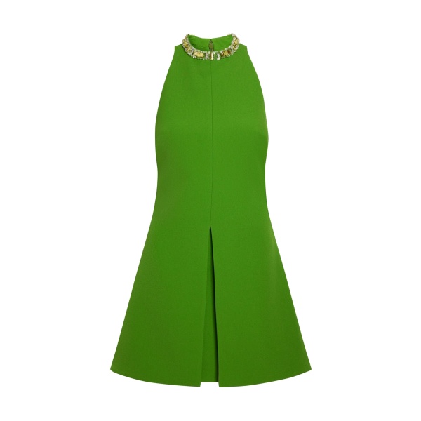 Safiyaa Dorella Short Dress in Verdant Green - Safiyaa Dresses - Heavy Crepe Cape Gown - Shop at Luxury Shoes 