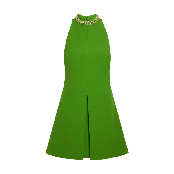 Safiyaa Dorella Short Dress in Verdant Green - Safiyaa Dresses - Heavy Crepe Cape Gown - Shop at Luxury Shoes 