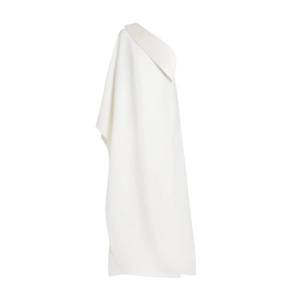Safiyaa Eleonora Long Dress in Ivory - Safiyaa Dresses - Heavy Crepe Cape Gown - Shop at Luxury Shoes 