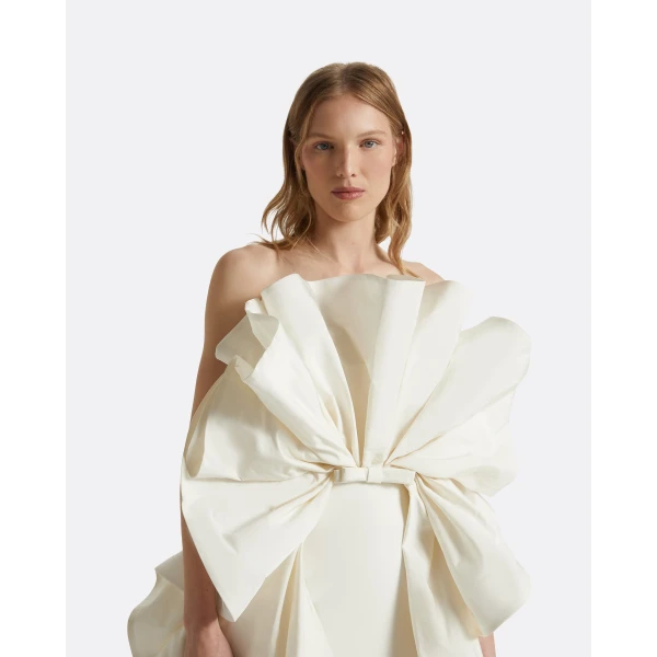 Safiyaa Elsie Ivory Long Dress - Safiyaa Dresses - Heavy Crepe Cape Gown - Shop at Luxury Shoes 