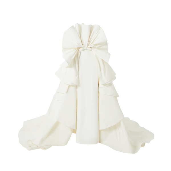 Safiyaa Elsie Ivory Long Dress - Safiyaa Dresses - Heavy Crepe Cape Gown - Shop at Luxury Shoes 