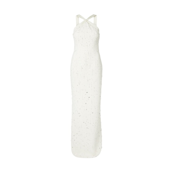 Safiyaa Elspeth Ivory Long Dress - Safiyaa Dresses - Heavy Crepe Cape Gown - Shop at Luxury Shoes 