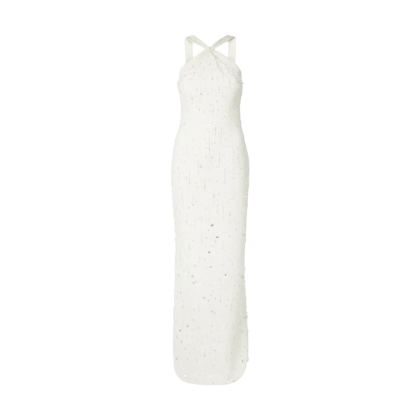 Safiyaa Elspeth Ivory Long Dress - Safiyaa Dresses - Heavy Crepe Cape Gown - Shop at Luxury Shoes 