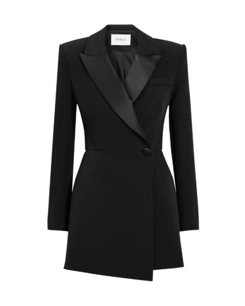 Safiyaa Emanuela Jumpsuit in Black - Safiyaa Jumpsuit - Heavy Crepe Cape Gown - Shop at Luxury Shoes 