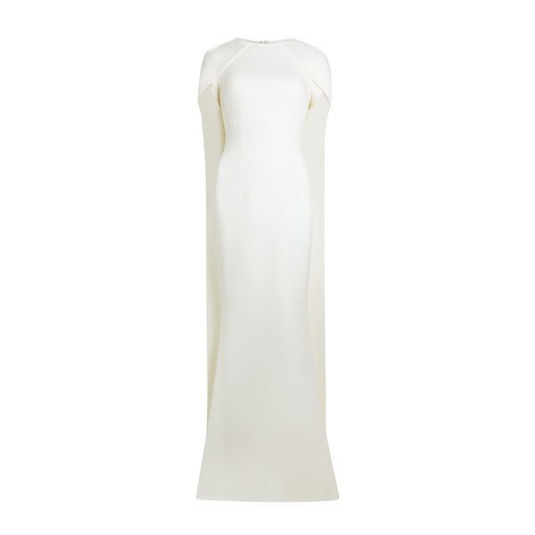Safiyaa Ginkgo Ivory Dress - Safiyaa Dresses - Heavy Crepe Cape Gown - Shop at Luxury Shoes 