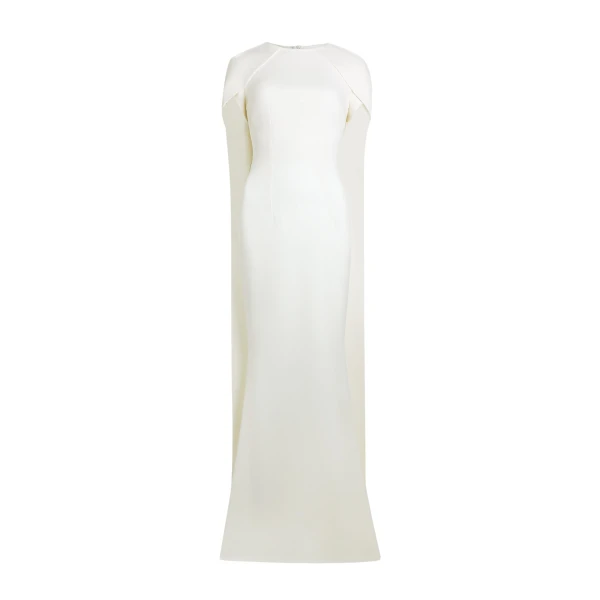 Safiyaa Ginkgo Ivory Dress - Safiyaa Dresses - Heavy Crepe Cape Gown - Shop at Luxury Shoes 