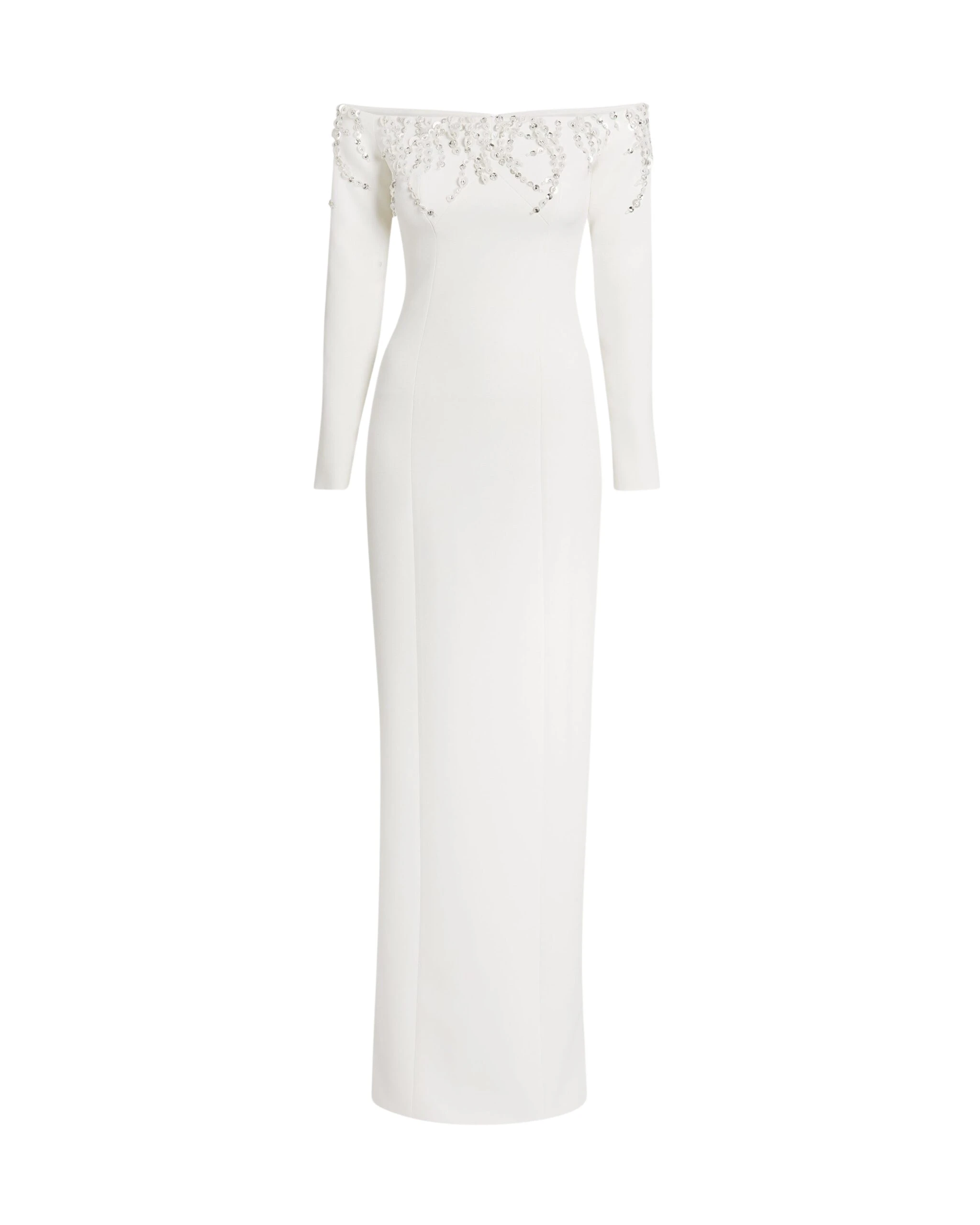 Safiyaa-Gioia-Long-Dress-in-Ivory-with-Crystal-Embroidery-Coveti-scaled21090_nobg Safiyaa Gioia Long Dress in Ivory with Crystal Embroidery - Safiyaa Dresses - Heavy Crepe Cape Gown - Shop at Luxury Shoes