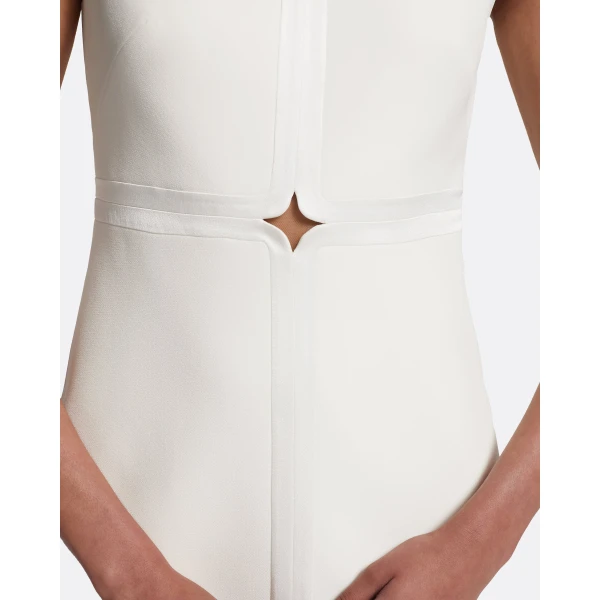 Safiyaa Isra Short Dress in Ivory - Safiyaa Dresses - Heavy Crepe Cape Gown - Shop at Luxury Shoes 