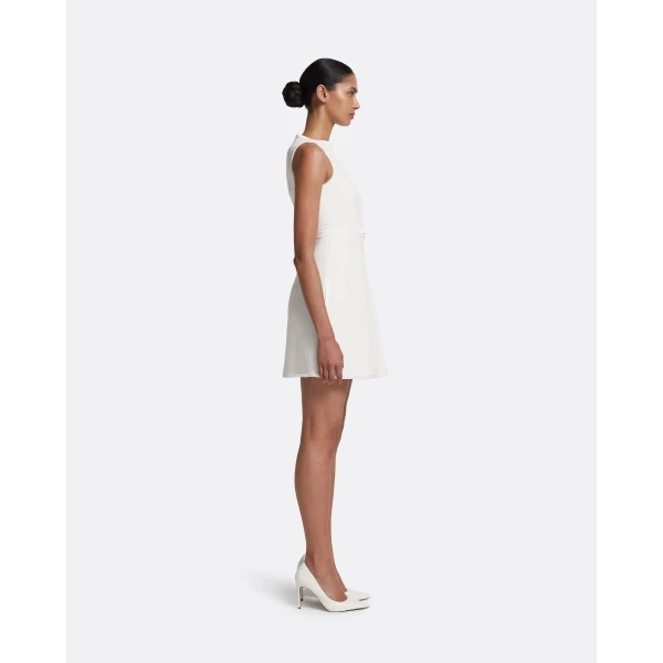 Safiyaa Isra Short Dress in Ivory - Safiyaa Dresses - Heavy Crepe Cape Gown - Shop at Luxury Shoes 