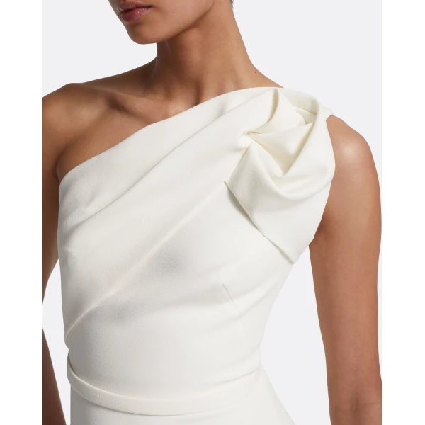 Safiyaa Jaden Short Dress in Ivory - Safiyaa Dresses - Heavy Crepe Cape Gown - Shop at Luxury Shoes 