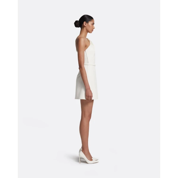 Safiyaa Jaden Short Dress in Ivory - Safiyaa Dresses - Heavy Crepe Cape Gown - Shop at Luxury Shoes 