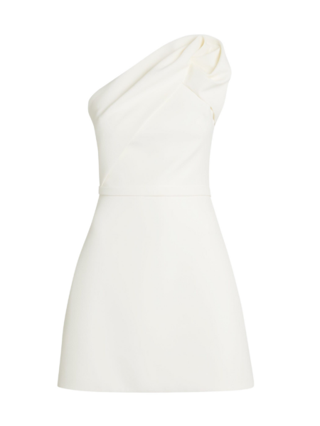 Safiyaa Jaden Short Dress in Ivory - Safiyaa Dresses - Heavy Crepe Cape Gown - Shop at Luxury Shoes 