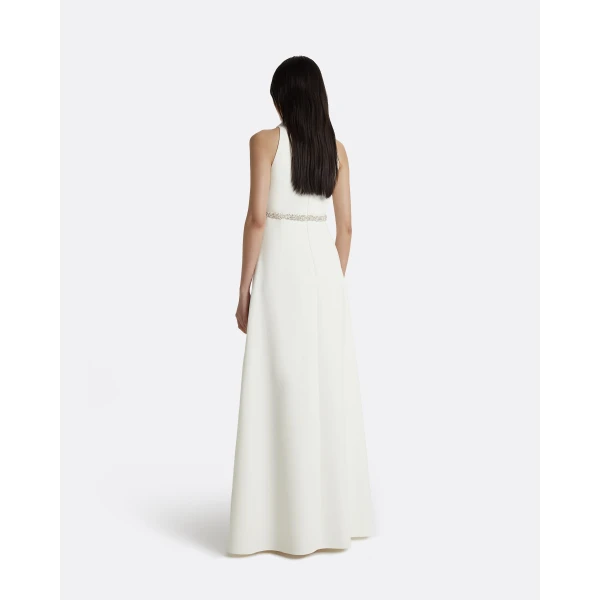 Safiyaa Joules Ivory Long Dress - Safiyaa Dresses - Heavy Crepe Cape Gown - Shop at Luxury Shoes 